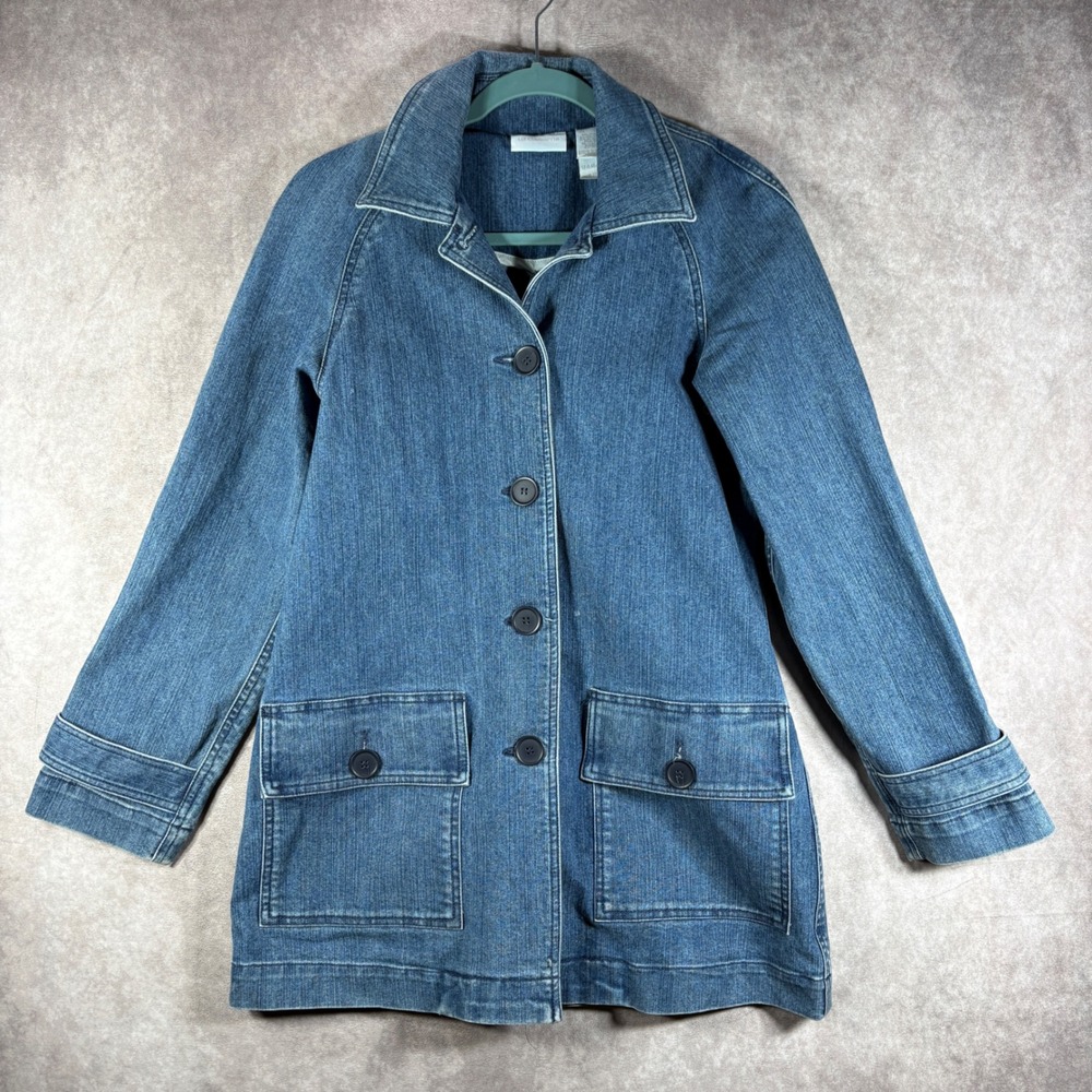 Liz Claiborne Denim Jacket Womens Small Blue Barn Coat Field‎ Utility Outdoors